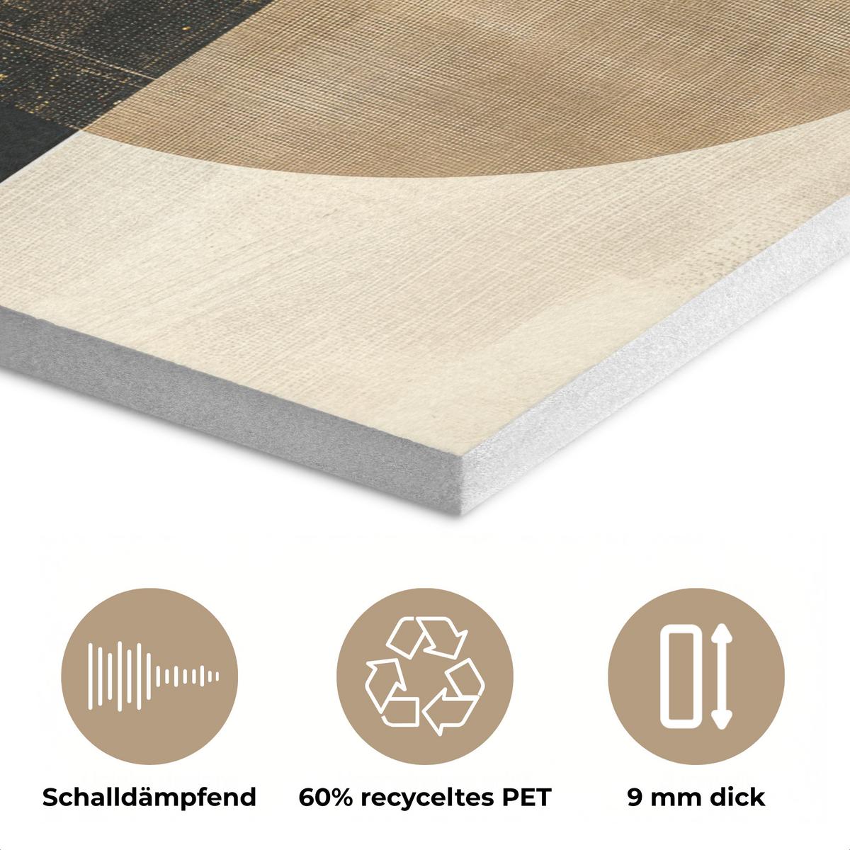 AKUSTIKBILD Abstrakt - Geometrische Formen - Schwarz - Gold Akustikpaneele 80x80 cm - Ecru, Kunststoff (80/80/0.9cm) - MuchoWow