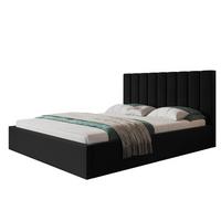 BETT 180x200 - Polsterbett mit Bettkasten und Holzrahmen - Modern Betten - Weicher Jasminstoff - Kollektion Sapporo - Schwarz - Schwarz, Holz/Textil (180/200cm) - Alpi-Möbel