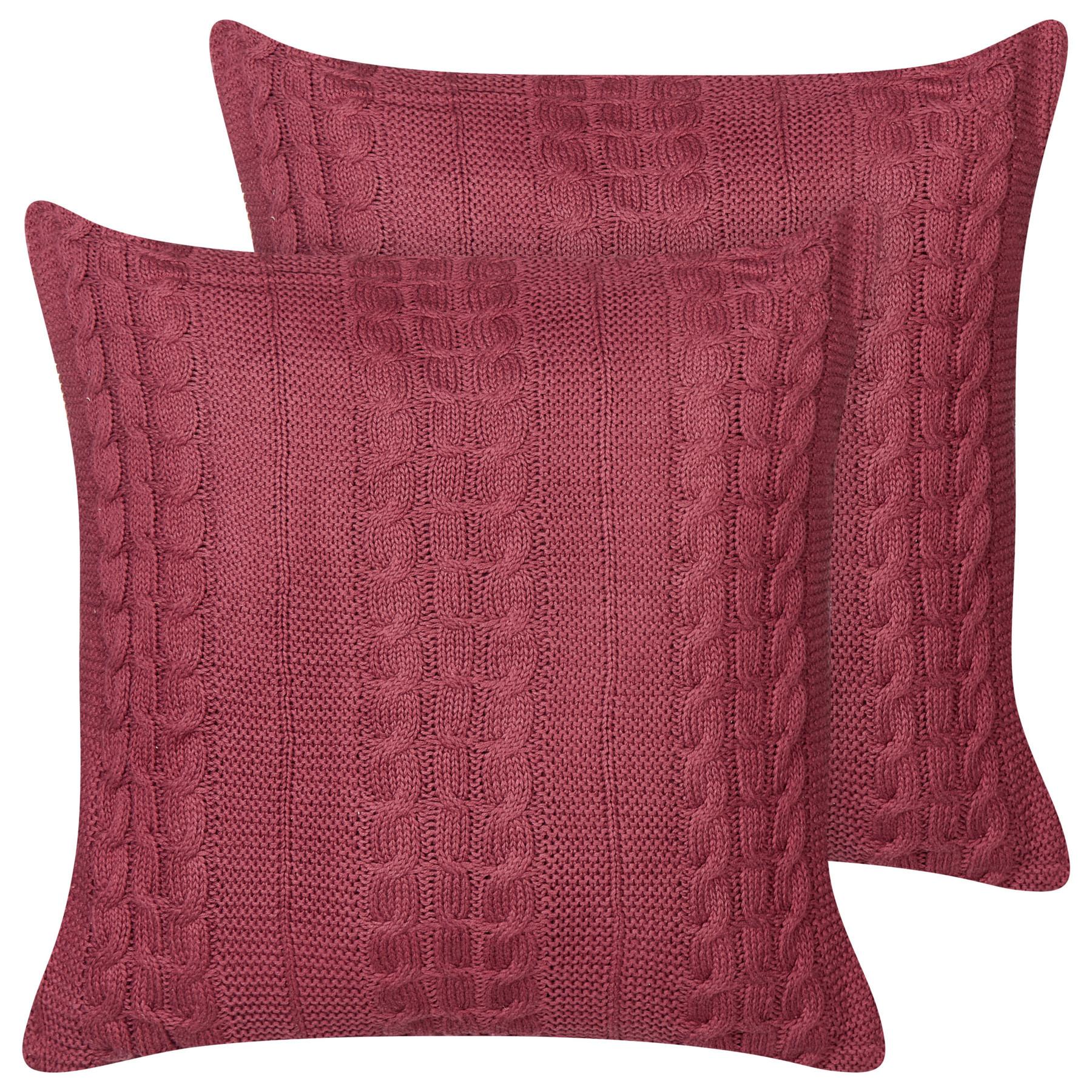 DEKOKISSEN 2er-Set Rot 45/45 cm Cadetia - Rot, Textil (45/45cm) - Beliani