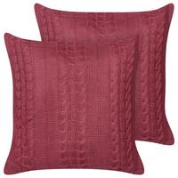 DEKOKISSEN 2er-Set Rot 45/45 cm Cadetia - Rot, Textil (45/45cm) - Beliani