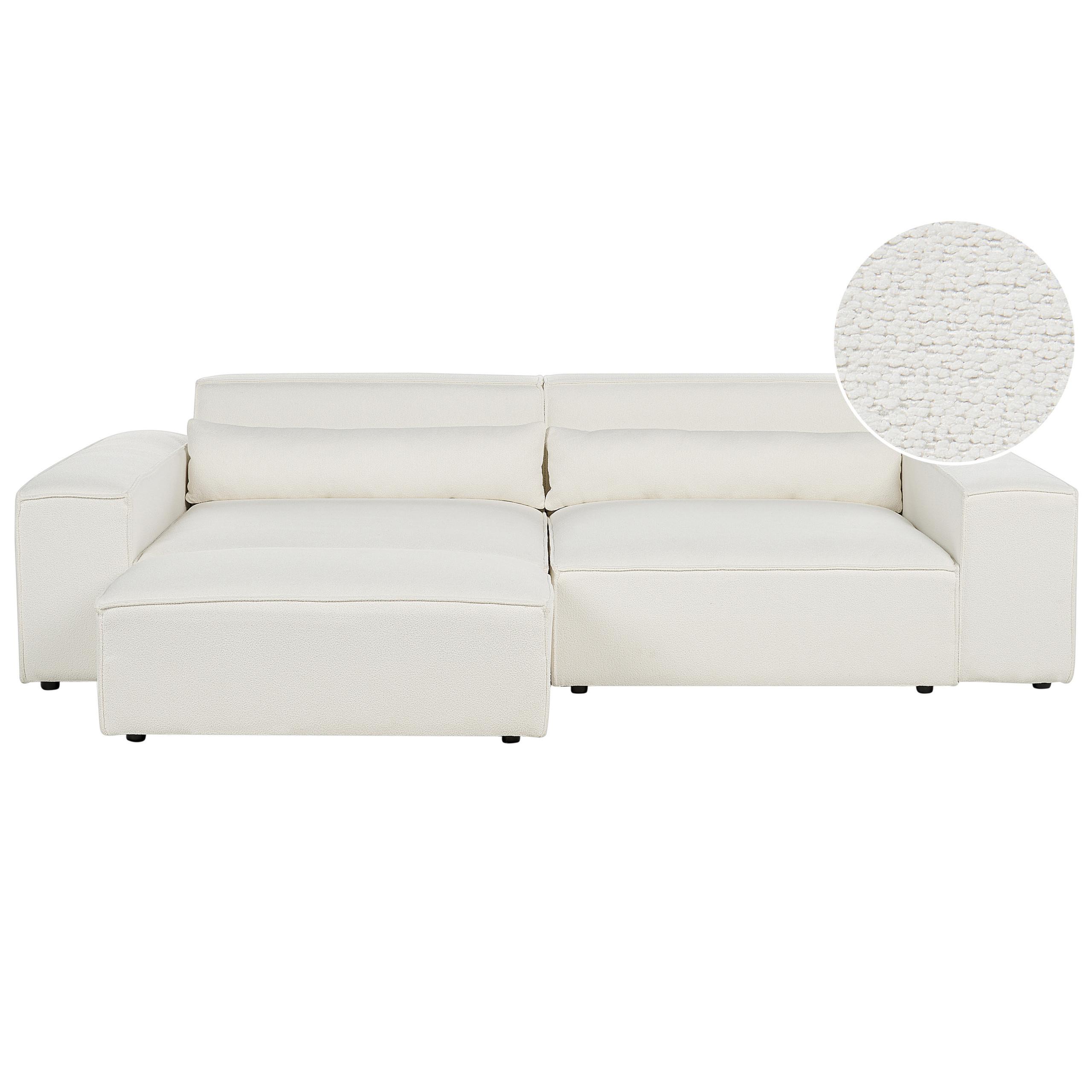2-SITZER-SOFA Bouclé cremeweiß mit Ottomane Hellnar - Weiß, Textil (262/70/126cm) - Beliani