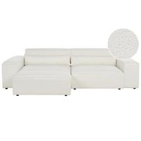 2-SITZER-SOFA Bouclé cremeweiß mit Ottomane Hellnar - Weiß, Textil (262/70/126cm) - Beliani
