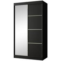SCHWEBETÜRENSCHRANK Paco 120/215/61 2-türig schwarz mit Spiegel - Schwarz, Holzwerkstoff (120/215/61cm) - Beautysofa