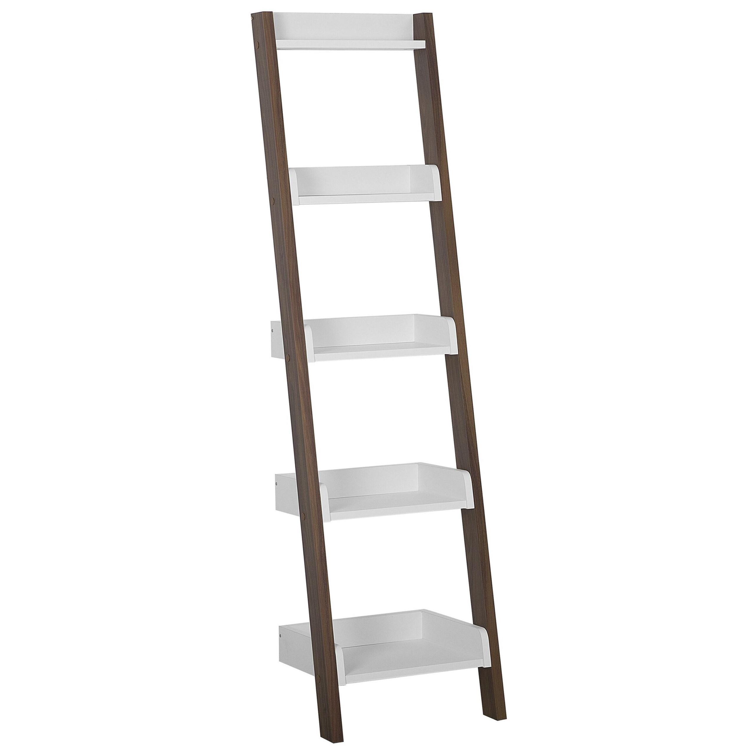 BÜCHERREGAL 5 Fächer Braun/Weiß Mobile Duo - Weiß, Holzwerkstoff (45/166/36cm) - Beliani