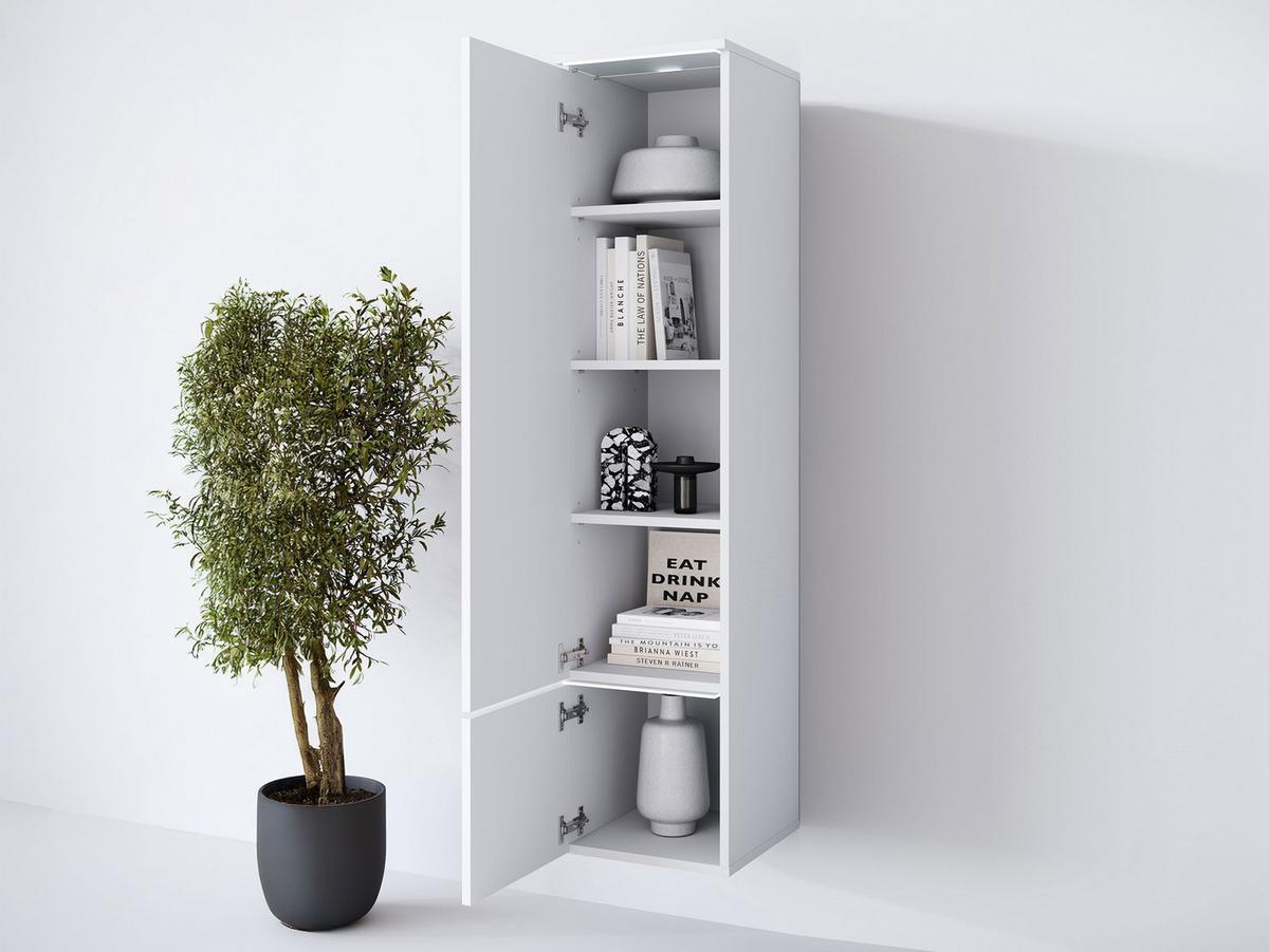 HÄNGEVITRINE Vera 001 mit LED Beleuchtung - Graphitfarben/Alufarben, Holzwerkstoff/Kunststoff (30/130/33cm) - MIRJAN24