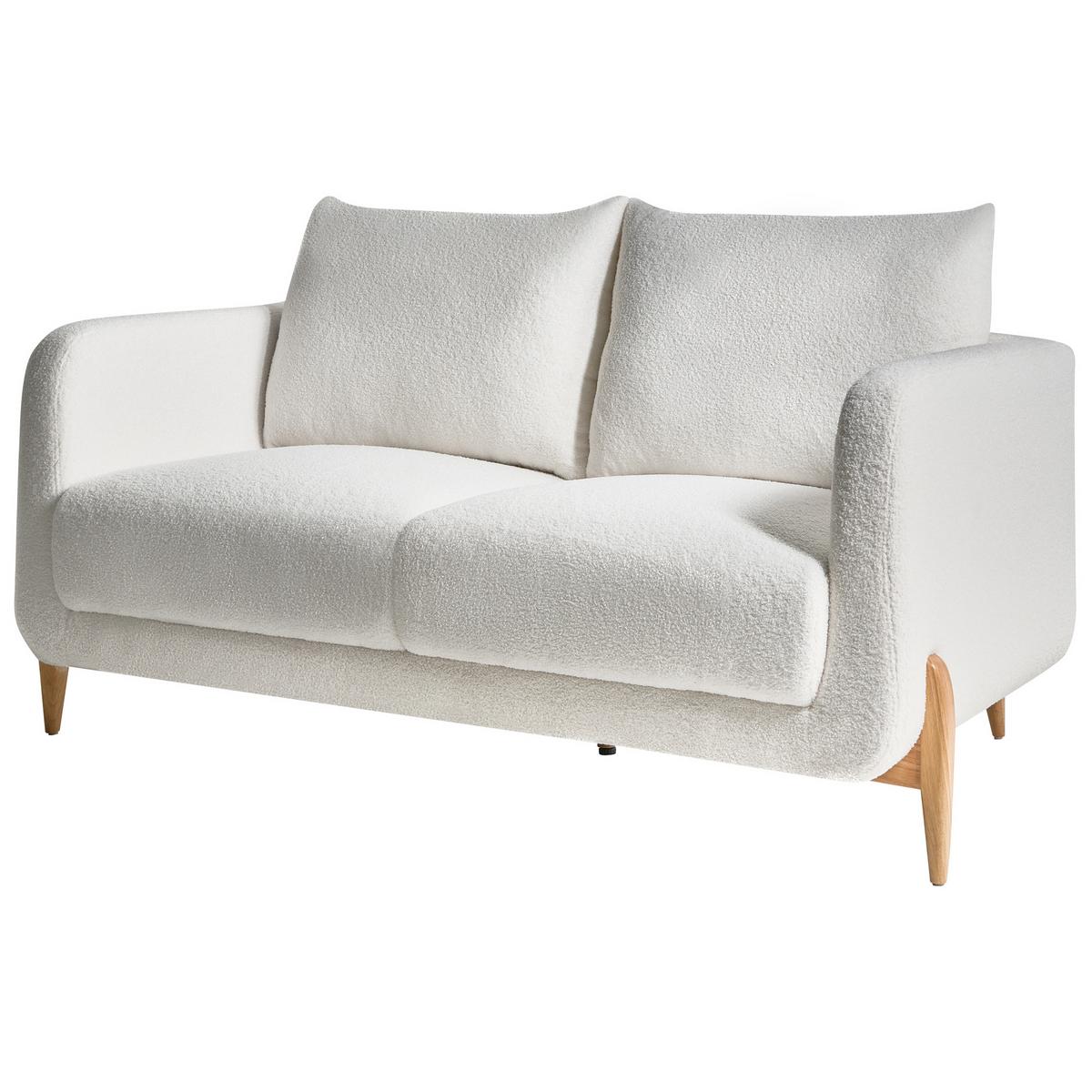 2-SITZER-SOFA Bouclé Weiß Gimo - Hellbraun, Textil (149/83/80cm) - Beliani