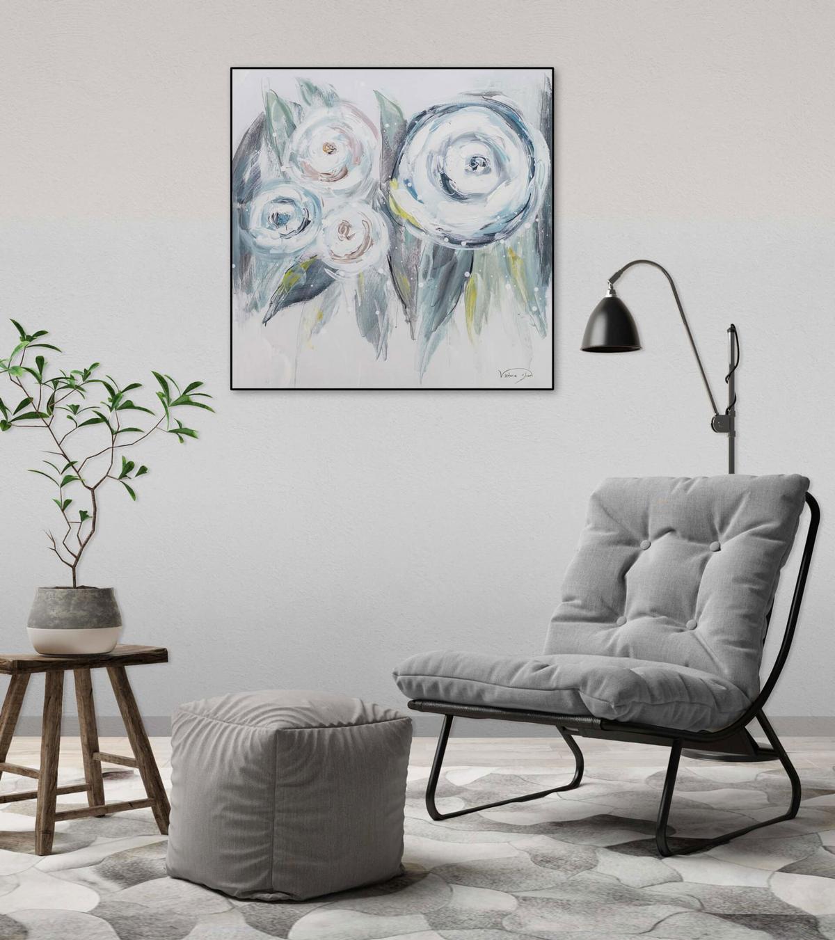 ACRYLBILD HANDGEMALT 60/60 cm - Blau, Holz/Textil (60/60cm) - KUNSTLOFT
