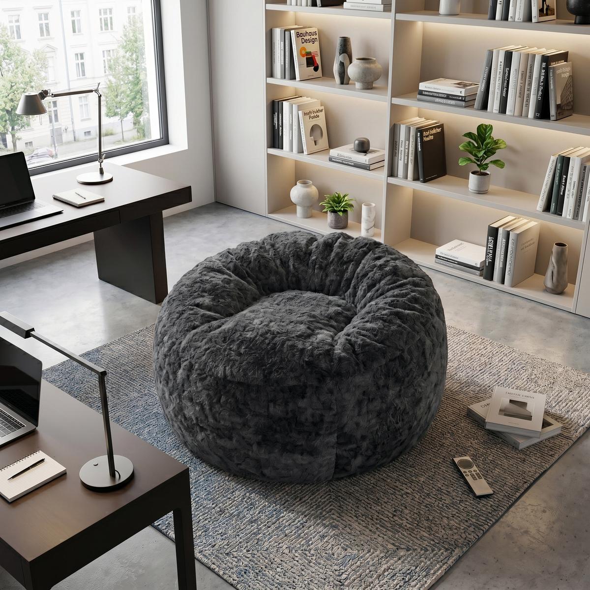 SITZSACK aus Flanell in Schwarz, mit geschwungener Rückenlehne und ergonomischer Passform - Schwarz, Textil (103/65/103cm) - Urban Meuble