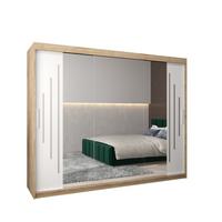 SCHWEBETÜRENSCHRANK 200/250/62 3-türig - Silberfarben/Weiß, Holz/Kunststoff (250/200/62cm) - Abiks Möbel