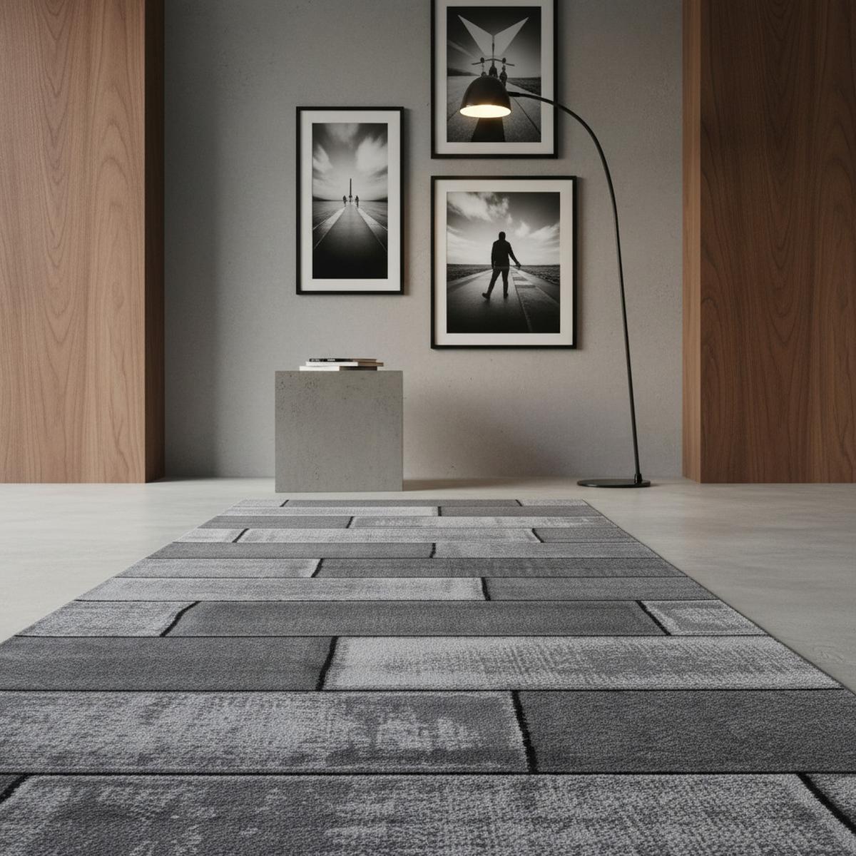 KURZFLORTEPPICH INN, in Steinoptik, Schwarz, 80 x 300 cm - Schwarz, Textil (80/300cm) - KADIMA DESIGN