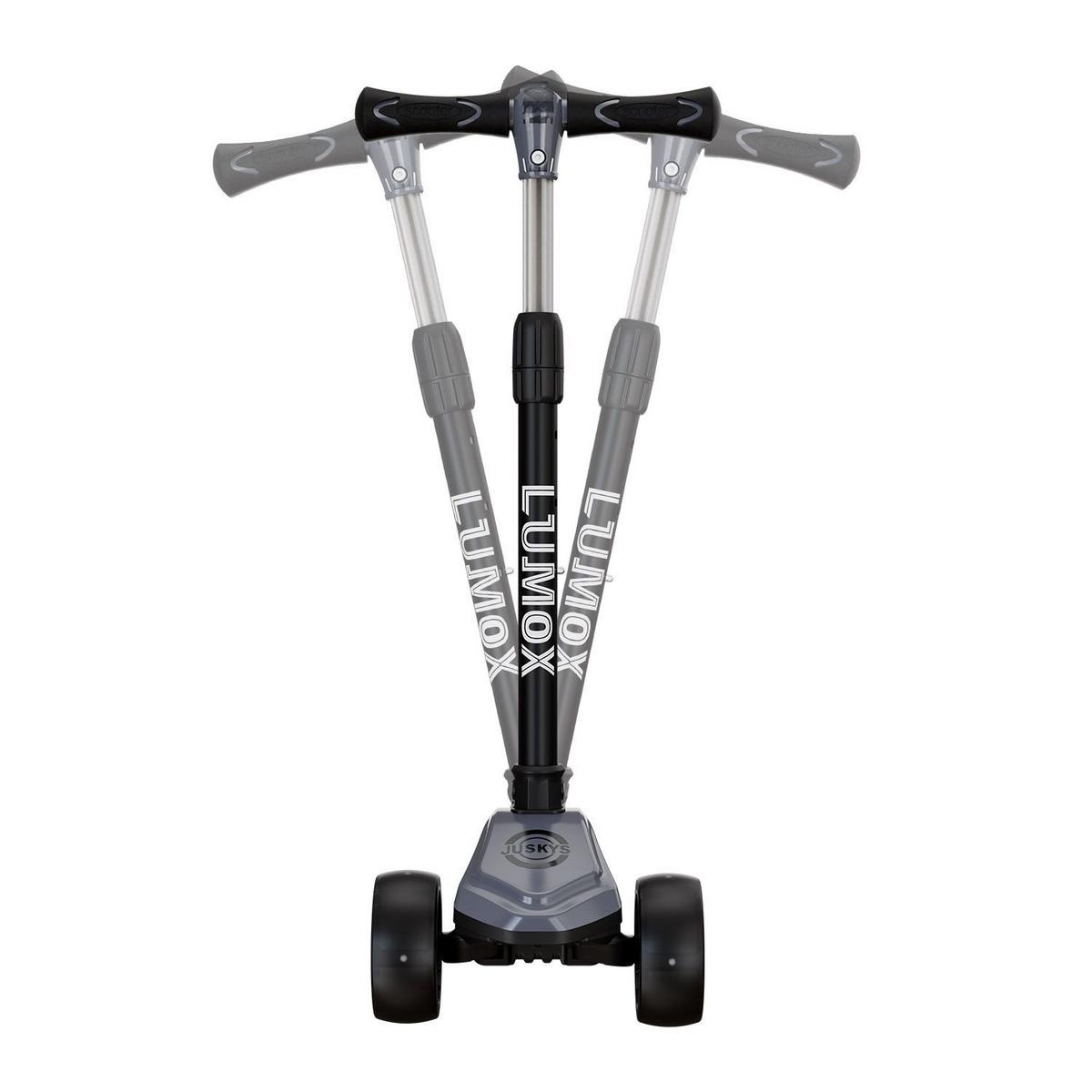 KINDERROLLER Lumox höhenverstellbarer Lenker inkl. Leuchtränder schwarz - Schwarz, Metall (28/59cm) - Juskys