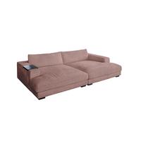 BIG SOFA XL MIT TABLETT MADELINE Pink Cord - Pink/Schwarz, Kunststoff/Textil (290/85/190cm) - KAWOLA