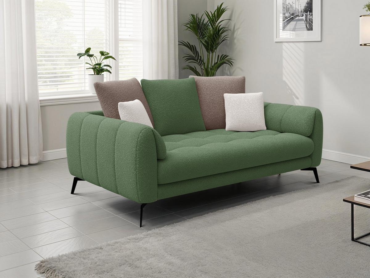 SOFA CALME 2,5-Sitzer, olive und beige - Schwarz/Olivgrün, Holz/Textil (199/92/108cm) - Wozimo