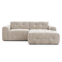 ECKSOFA mit Ottomane rechts, raffinierten Steppungen, Wellenunterfederung, B234/T161/H79 cm, Chenille-Bezug in Sandgrau / 21037 - Sandfarben/Greige, Kunststoff/Textil (234/79/161cm) - luma-home