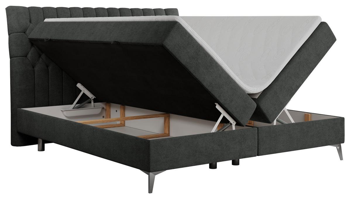 BOXBETT MILEN 200/200 Dunkelgrau Struktur - H3 - Dunkelgrau, Holz/Textil (200/200cm) - MKS