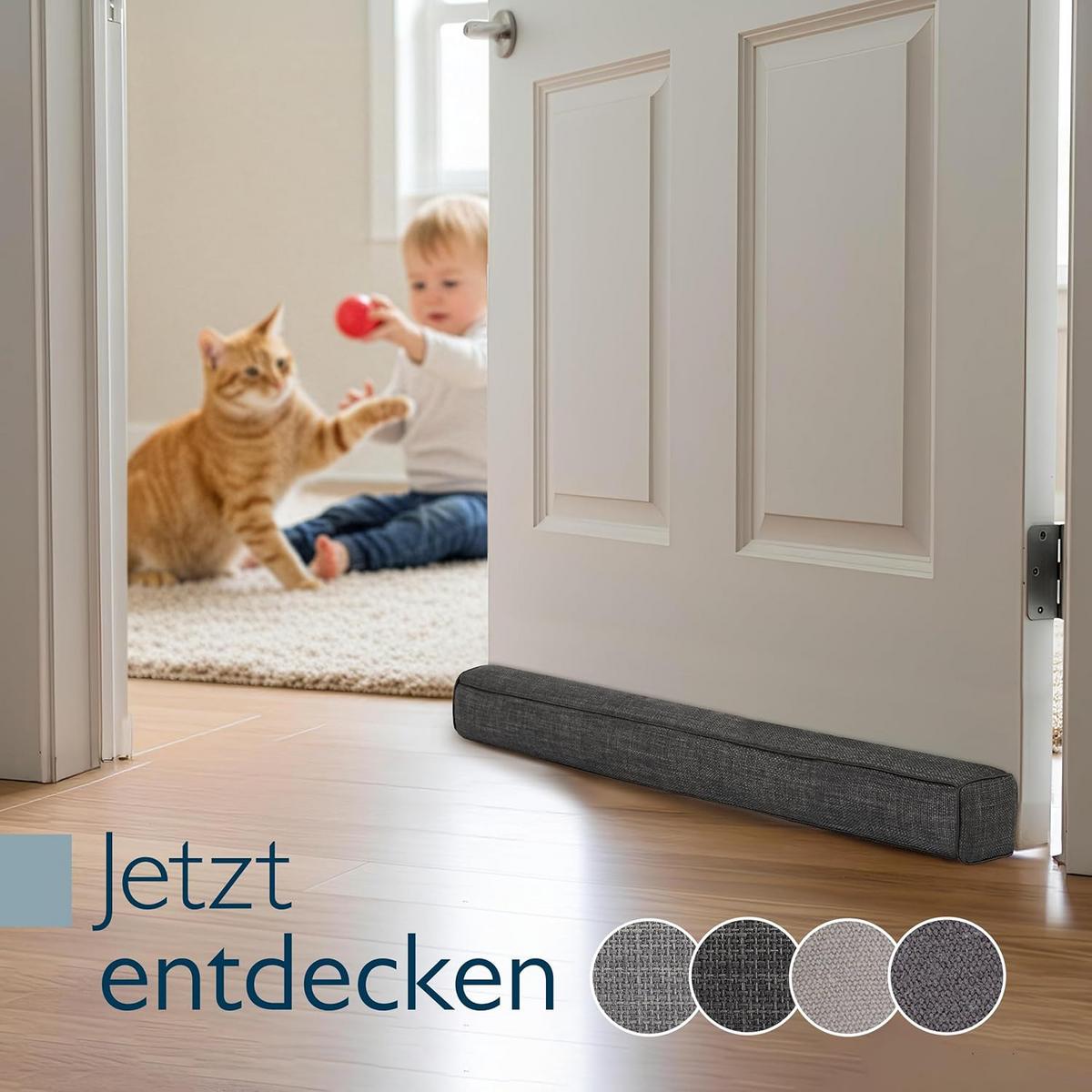 ZUGLUFTSTOPPER Levante OM 6,5x130cm Dunkelgrau (2tlg) - Dunkelgrau, Textil (6/130cm) - Beautissu 