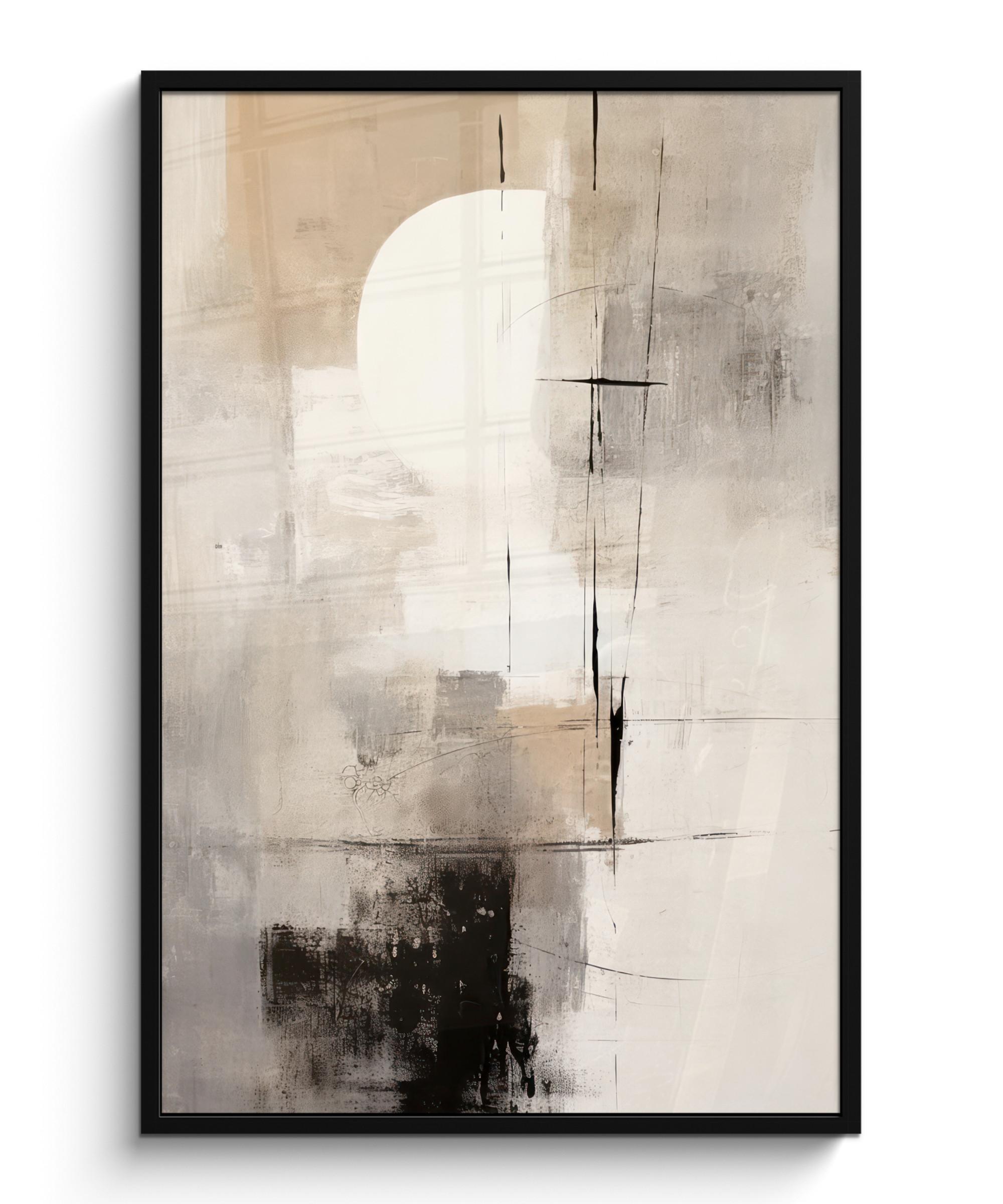 POSTER MIT RAHMEN Abstrakt - Kunst - Grau Bilderleiste 80x120 cm - Hellgrau, Papier (80/120cm) - MuchoWow
