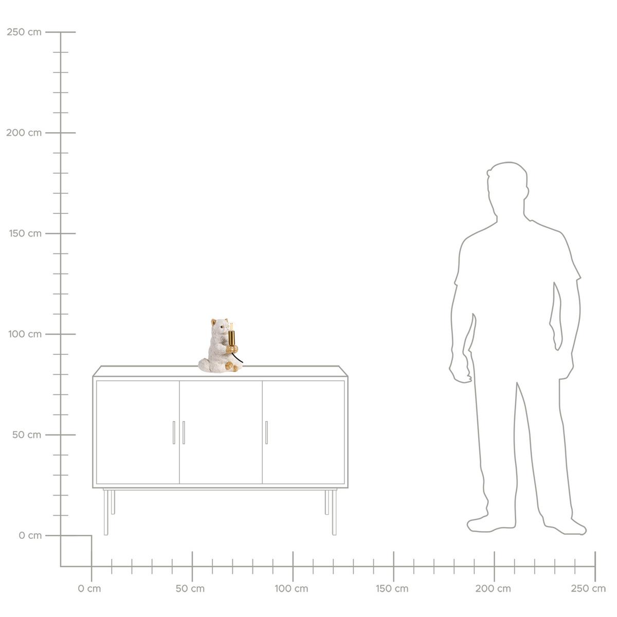 TISCHLAMPE Katze Weiß Yoko - Messingfarben/Weiß, Kunststoff (23/21/26cm) - Beliani