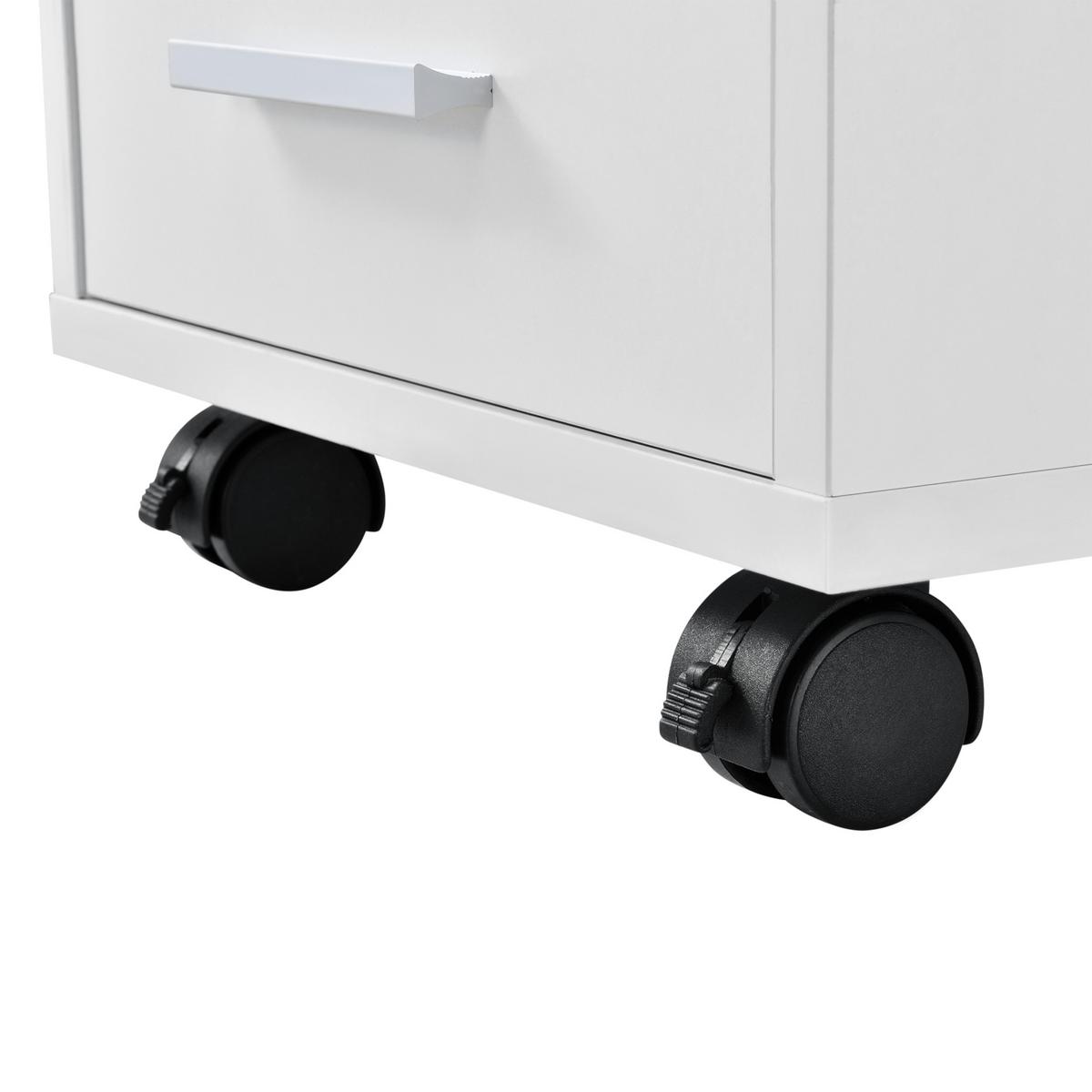ROLLCONTAINER Stockholm - Weiß, Holzwerkstoff (33/63/38cm) - [en.casa]