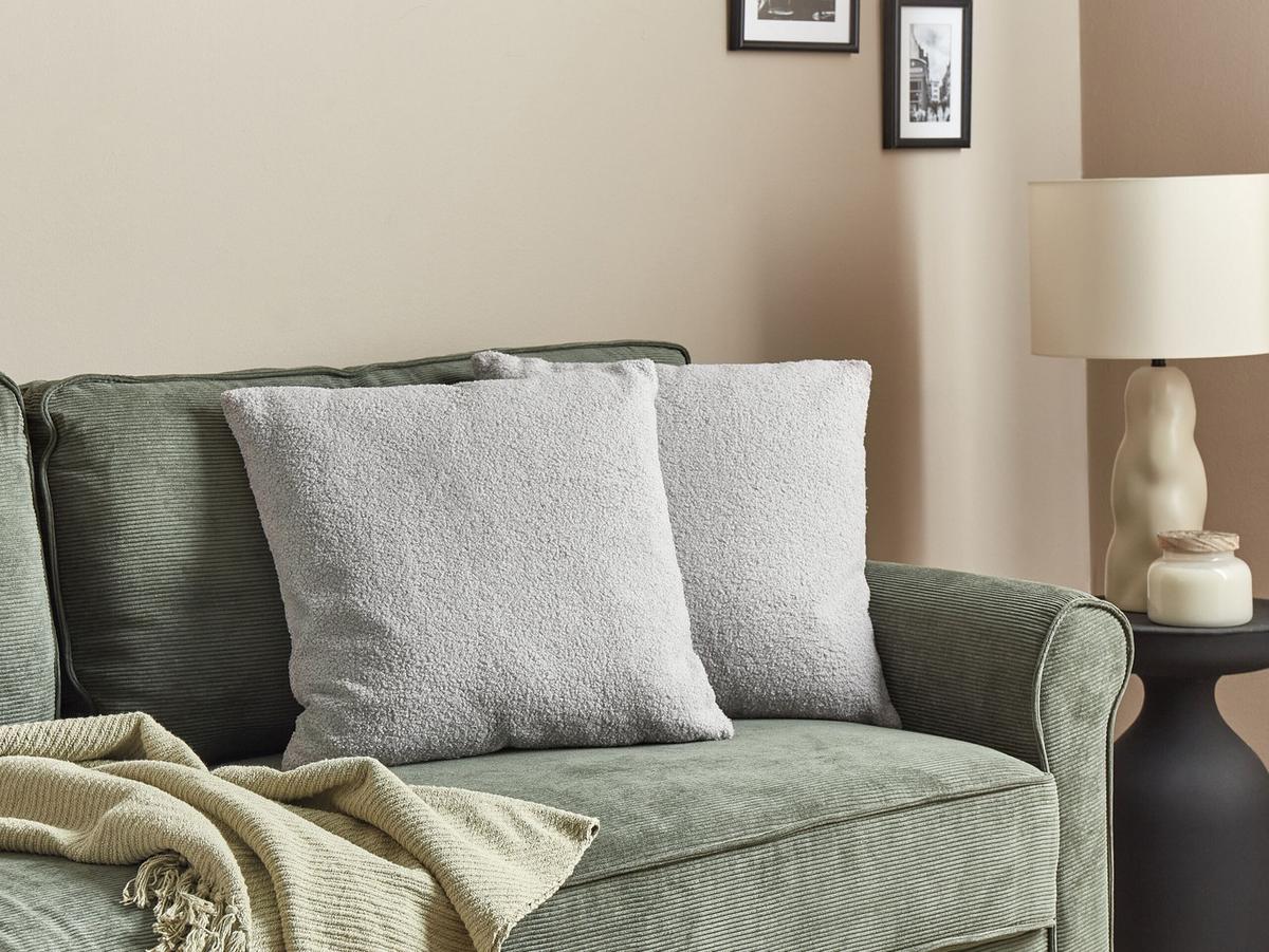 DEKOKISSEN 2er-Set Grau 45/45 cm Leuzea - Grau, Textil (45/45cm) - Beliani