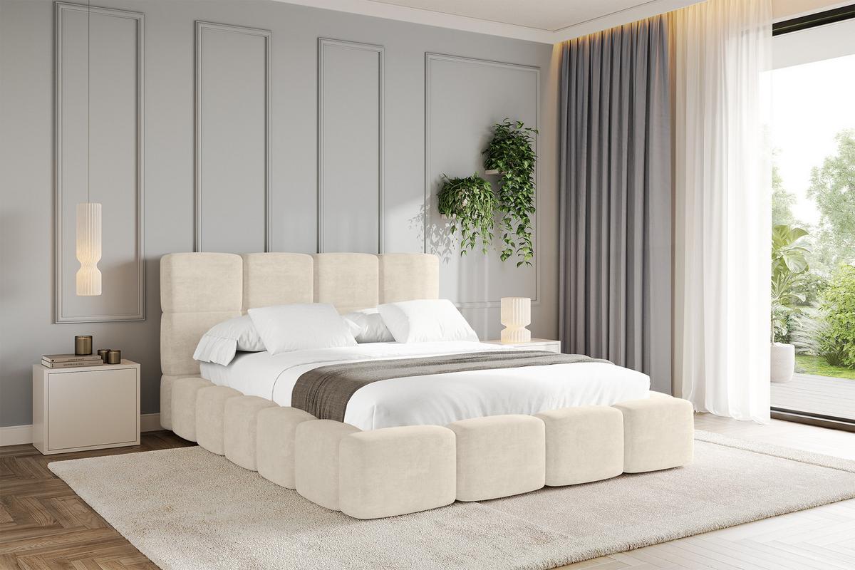 POLSTERBETT mit Bettkasten und Lattenrost, Bett mit Kopfteil, Boxbett ohne Matratze, Doppelbett mit Stauraum - NATA 120x200 Beige - Cappuccino, Holzwerkstoff/Textil (120/200cm) - ALTDECOR