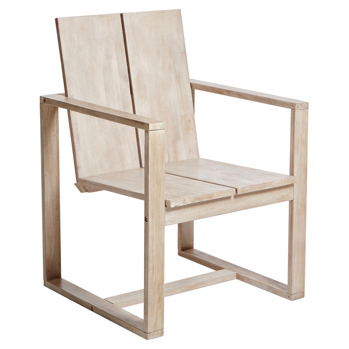 GARTENSTUHL 6er Set Heller Holzfarbton Azzanello - Hellbraun/Weiß, Holz (63/90/61cm) - Beliani
