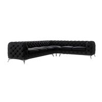 ECKSOFA Chesterfield Laura Schwarz Samt - Silberfarben/Schwarz, Holz/Textil (323/264cm) - S-Style Möbel