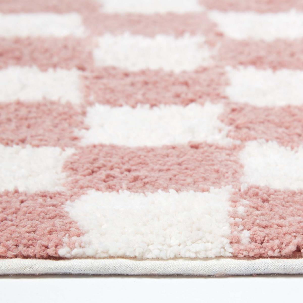 BADEMATTE 50/80 cm Karomuster, Baumwolle - Pink, Textil (50/80cm) - Homescapes
