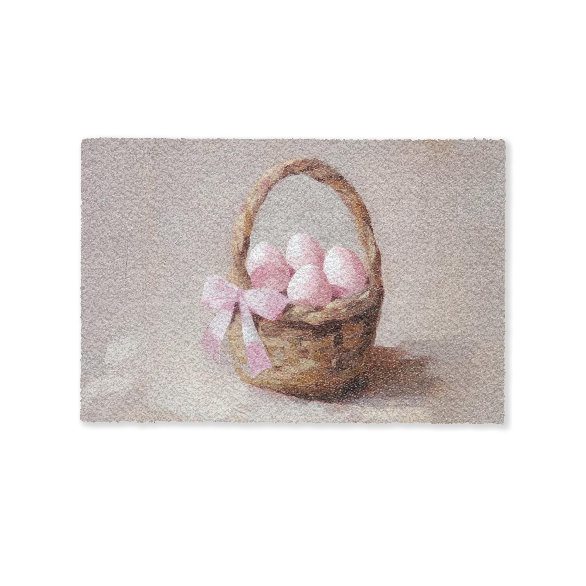 FUSSMATTE Korb - Eier - Rosa Schmutzmatte 60x40 cm - Beige, Kunststoff (40/60cm) - MuchoWow