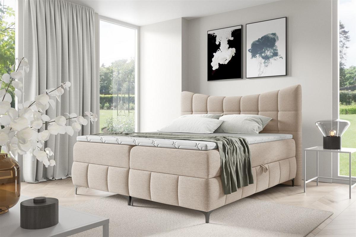 BOXBETT Charles In Aragon - Creme, Holzwerkstoff/Textil (140/200cm) - Fun Möbel