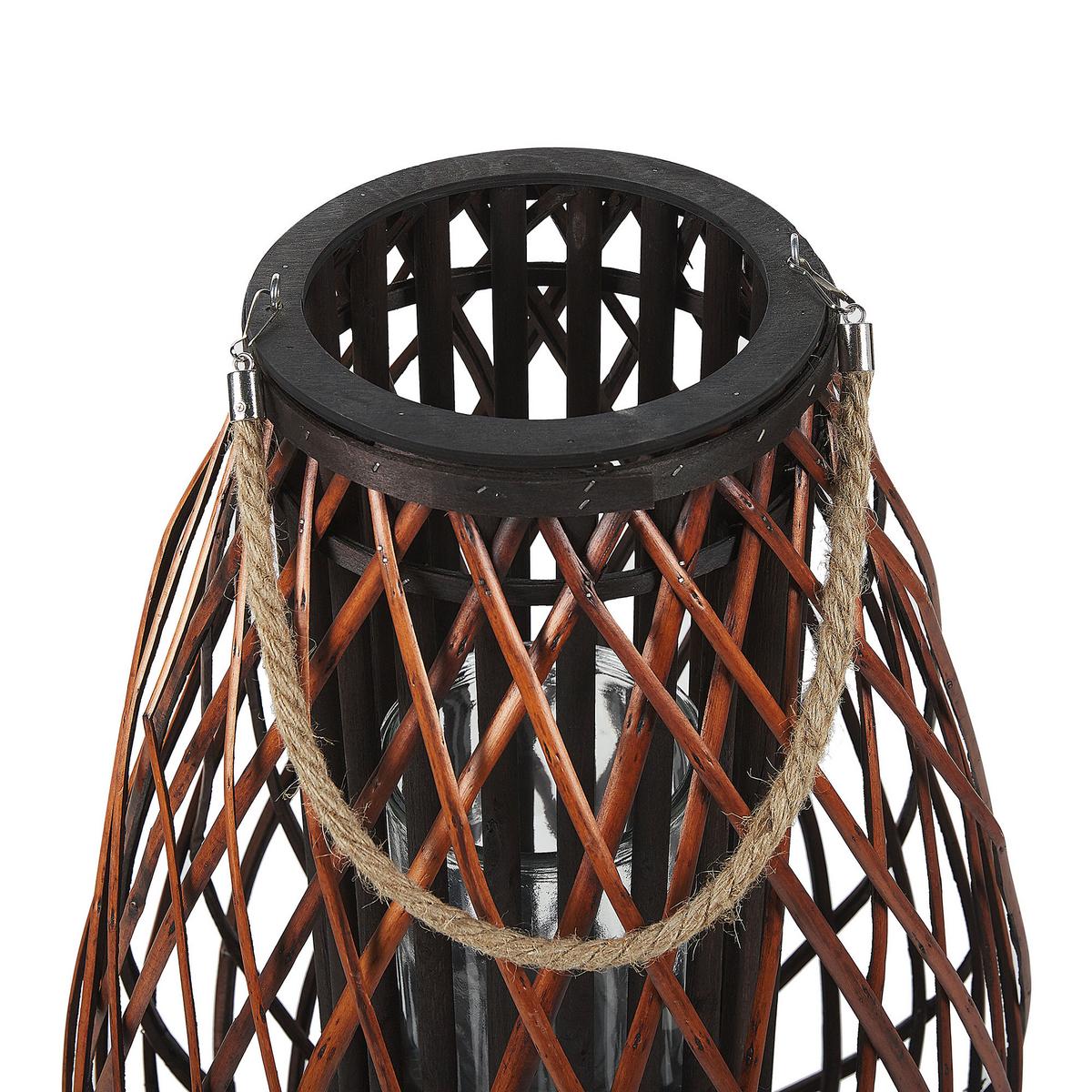 LATERNE Braun Kiusiu - Braun, Holz (40/60/40cm) - Beliani