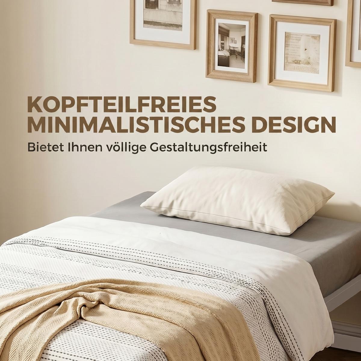 BETTGESTELL Metall Weiß - Weiß, Metall (90/200cm) - HOMCOM