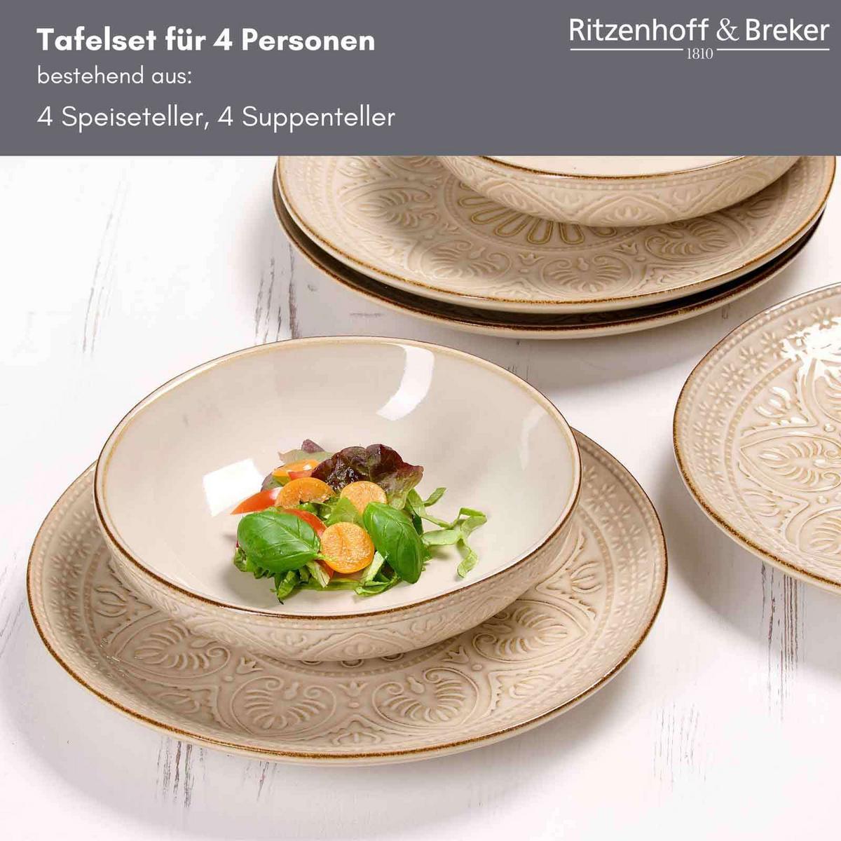 SPEISESET Omara beige 8-tlg. - Beige, Keramik (22/29/28cm) - Ritzenhoff Breker