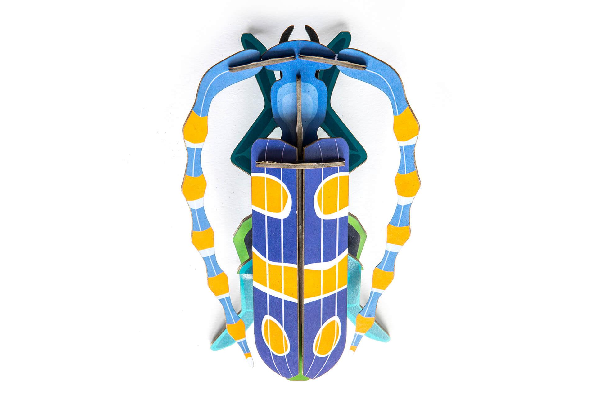 WANDDEKO Rosalia-Käfer 10/5 cm - Blau, Wellpappe (10/5/15cm) - Studio Roof