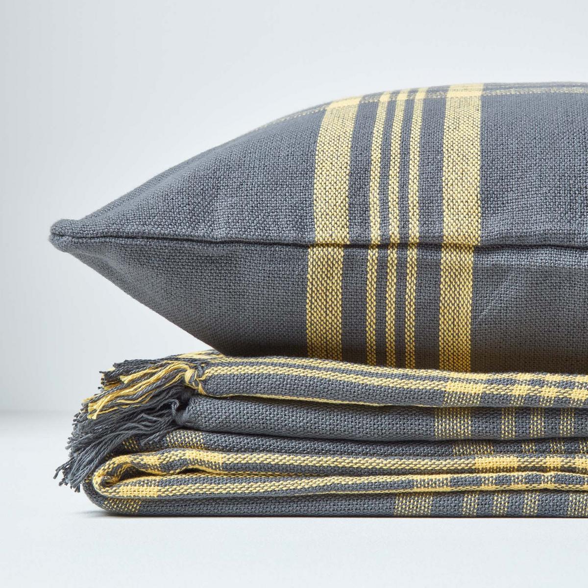 ÜBERWURF 225/255 cm, Schottenkaro, 100% Baumwolle - Gelb, Textil (225/255cm) - Homescapes