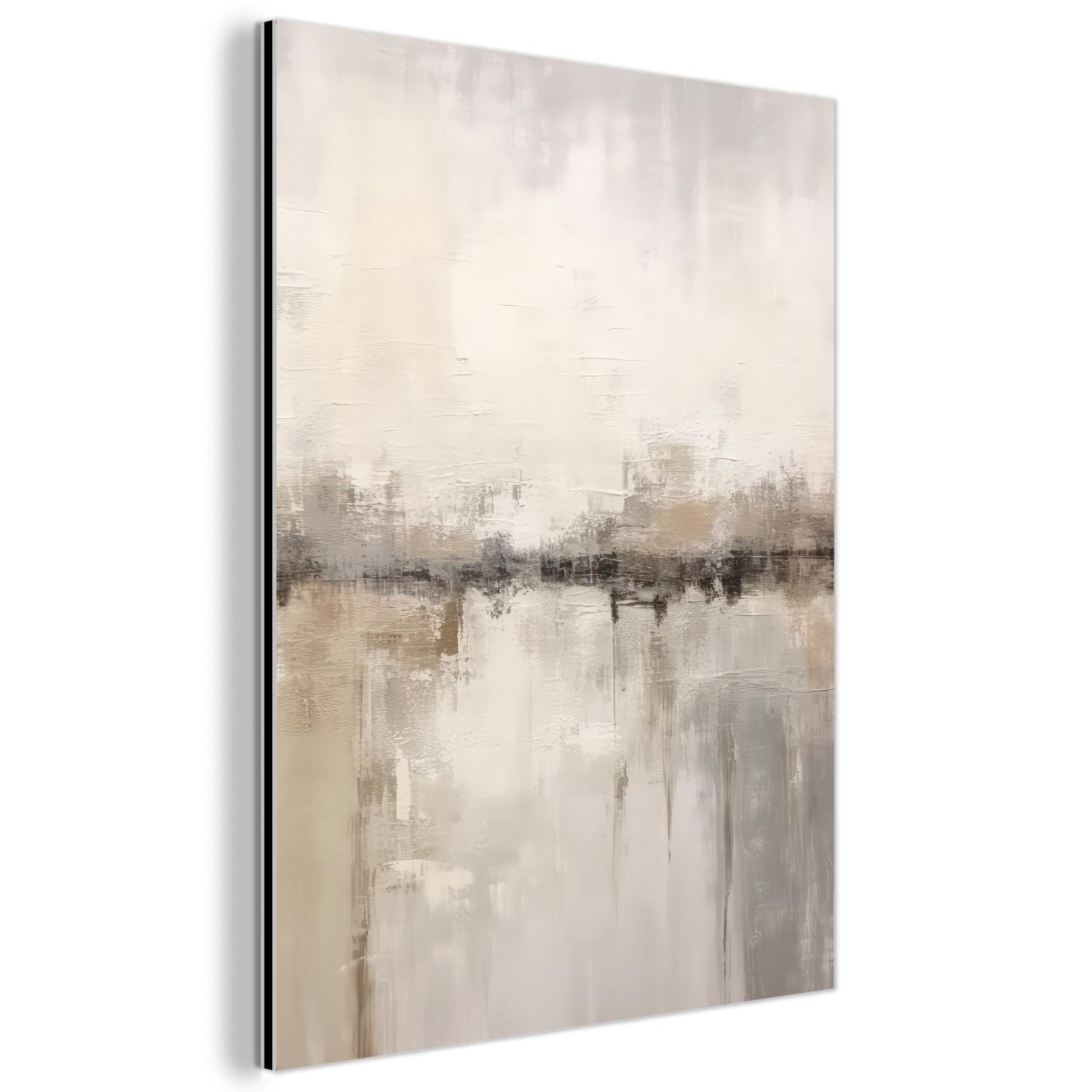METALLBILD Moderne Kunst - Abstrakt - Beige 60x80 cm - Beige, Metall (60/80cm) - MuchoWow