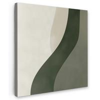 LEINWANDBILD Japandi - Grün - Abstrakt - Modern Deko Groß 90x90 cm - Salbeigrün, Textil (90/90cm) - MuchoWow