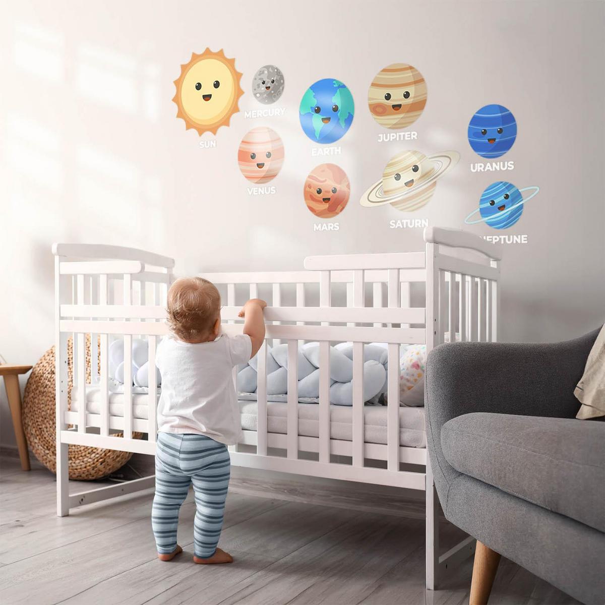 WANDAUFKLEBER 80x146cm - Lächelnde Planeten - Multicolor, Kunststoff (80/146/0.1cm) - Wallfluent