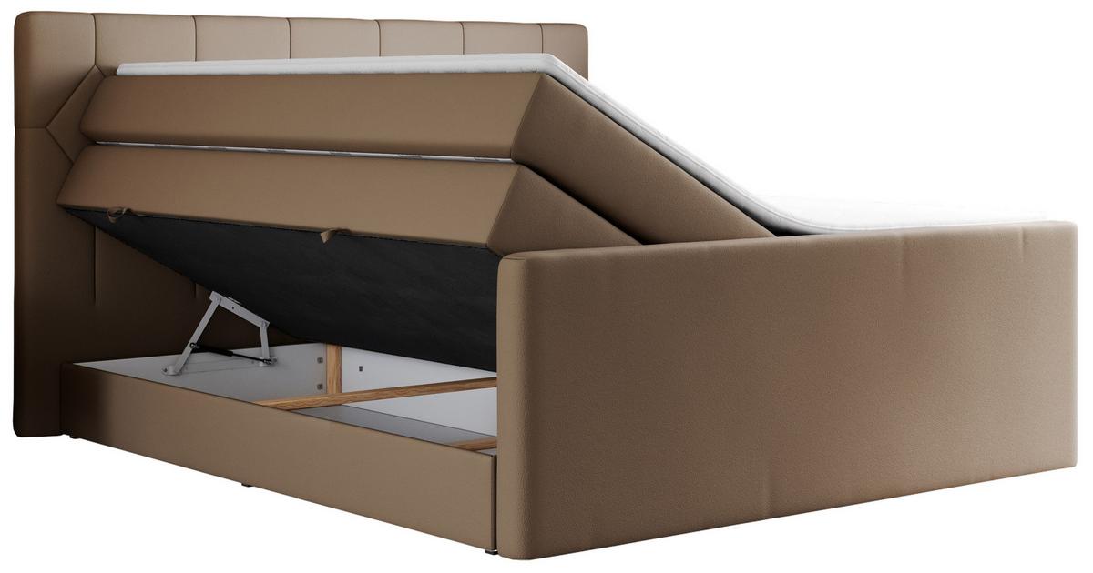 BOXSPRINGBETT KING EIGAR 160/200 Braun Kunstleder - H4 - Braun, Holz/Textil (160/200cm) - MKS