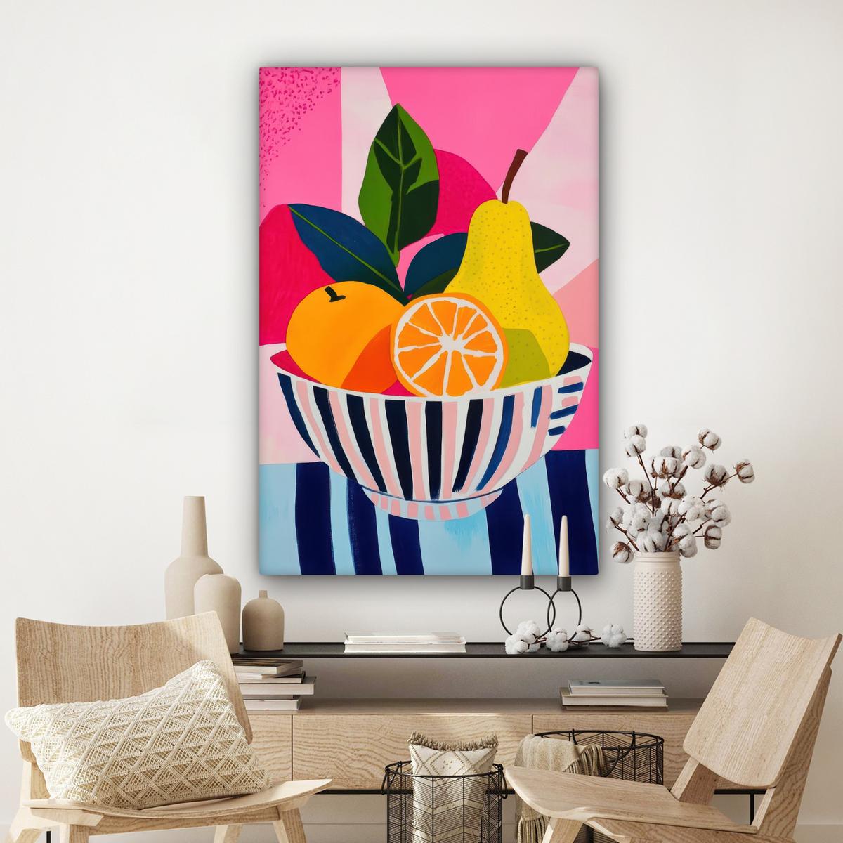 LEINWANDBILD Obst - Abstrakter Hintergrund - Rosa Deko XXL 80x120 cm - Pink, Textil (80/120cm) - MuchoWow