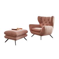 SESSEL CHARME Rosé Cord - Schwarz/Rosa, Textil/Metall (100/106/95cm) - KAWOLA