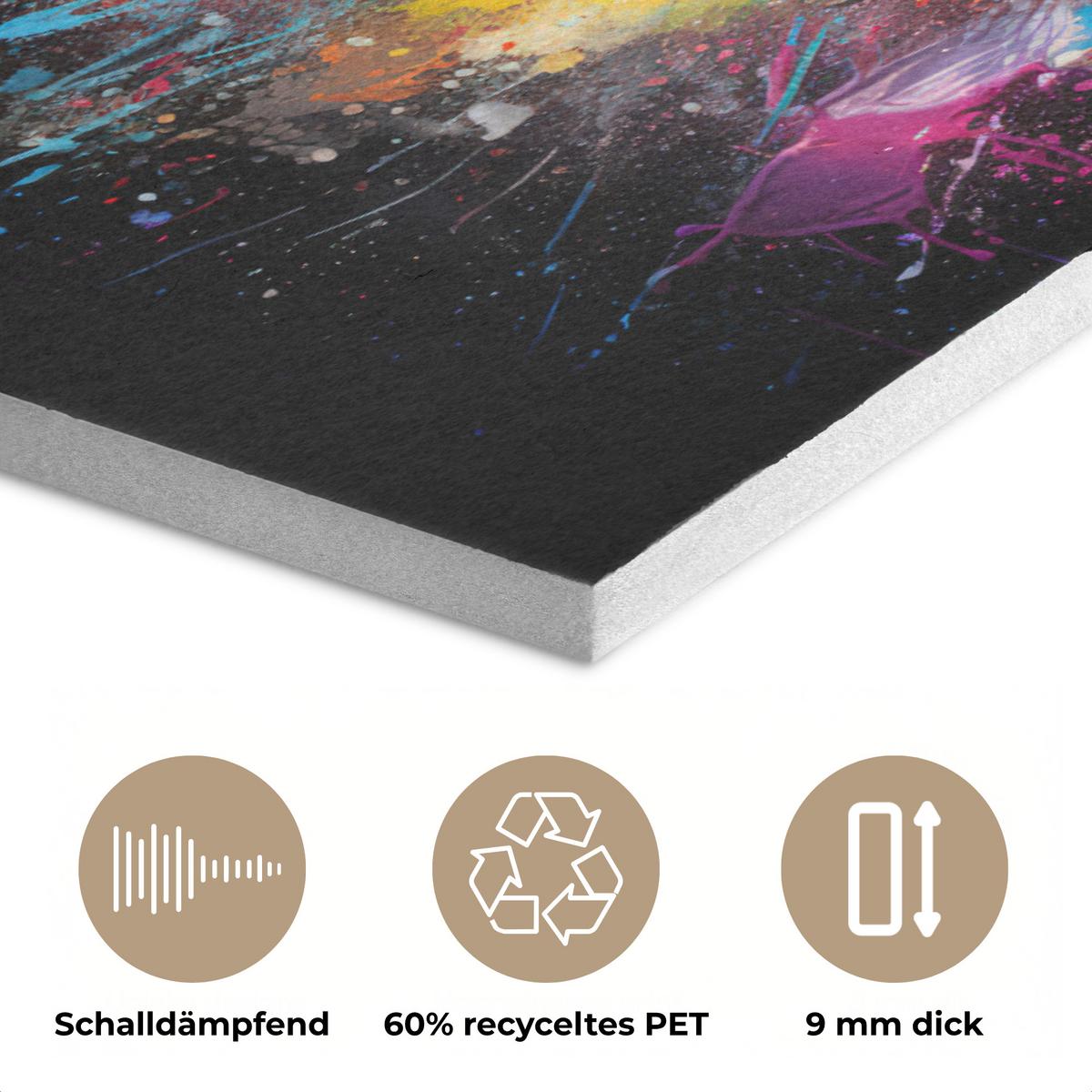 AKUSTIKBILD Fußball - Farbe - Farben - Schwarz - Weiß Akustikpaneele 90x60 cm - Weiß, Kunststoff (90/60/0.9cm) - MuchoWow
