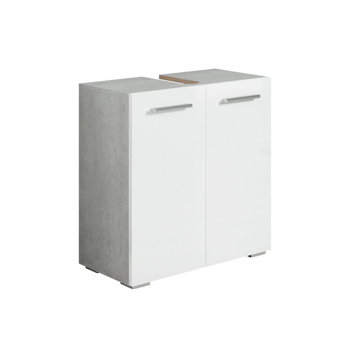 WASCHBECKENUNTERSCHRANK Jupiter 2 Türen Grau mit Weiß - 60 x 30 x 60 cm - Weiß/Grau, Holz (60/60/30cm) - Badplaats