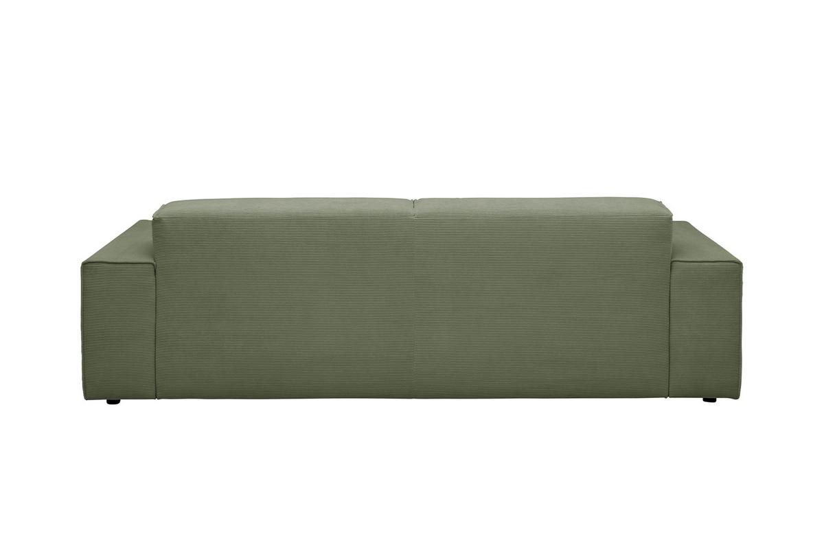SOFA RANI Grün Cord - Schwarz/Olivgrün, Kunststoff/Textil (256/71/101cm) - KAWOLA