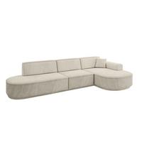 ECKSOFA Ottomane Rechts MARI-L2-v3 - 328x171x83 cm Ecru Velours - Ecru/Schwarz, Holzwerkstoff/Kunststoff (171/328cm) - ALTDECOR