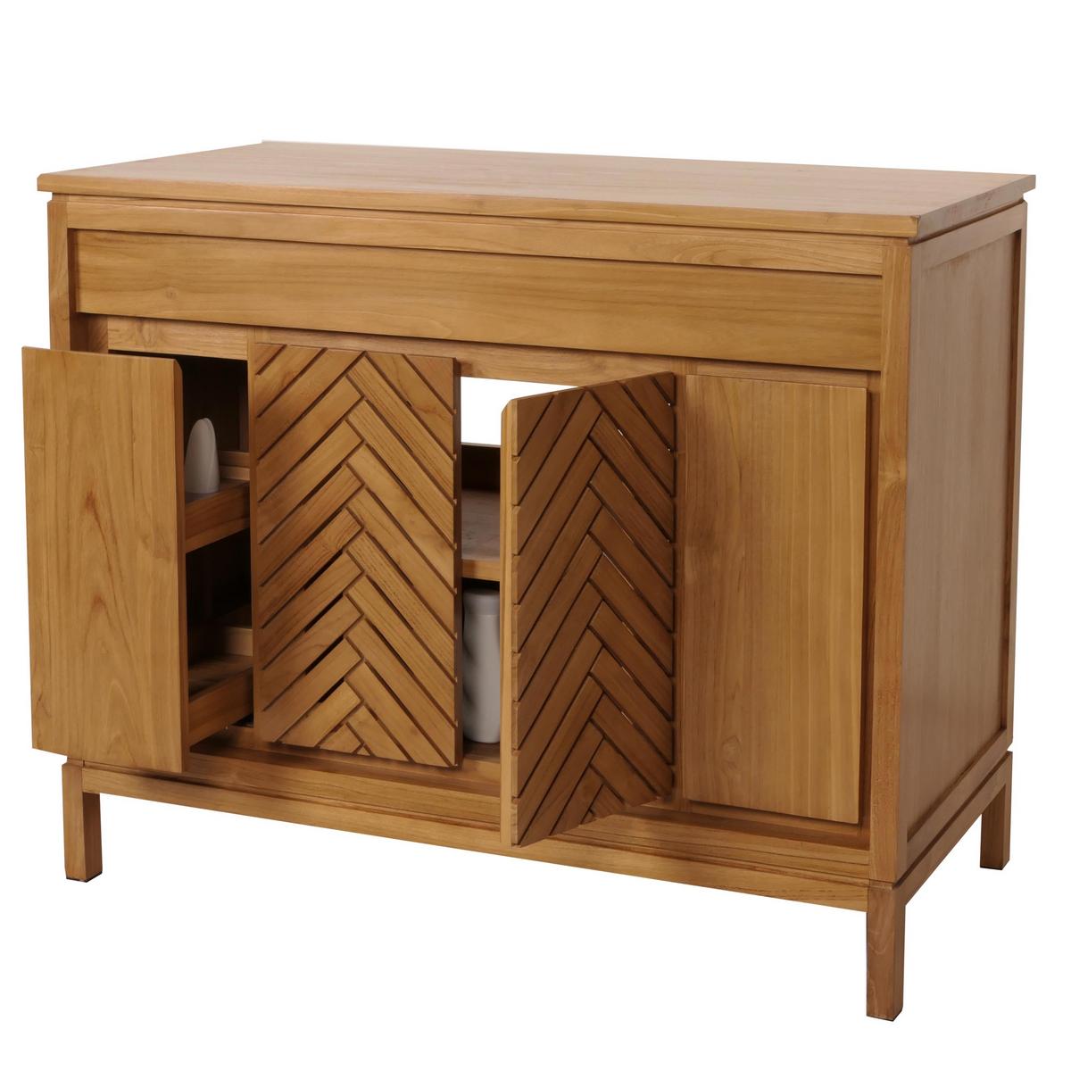 TEAK-WASCHBECKENUNTERSCHRANK Braun - Braun, Holz (106/86/56cm) - MCW