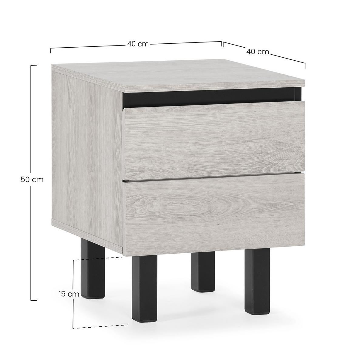 NACHTTISCH Molina, eichefarben - Honigeiche, Holzwerkstoff/Metall (40/50/40cm) - VS Venta-stock
