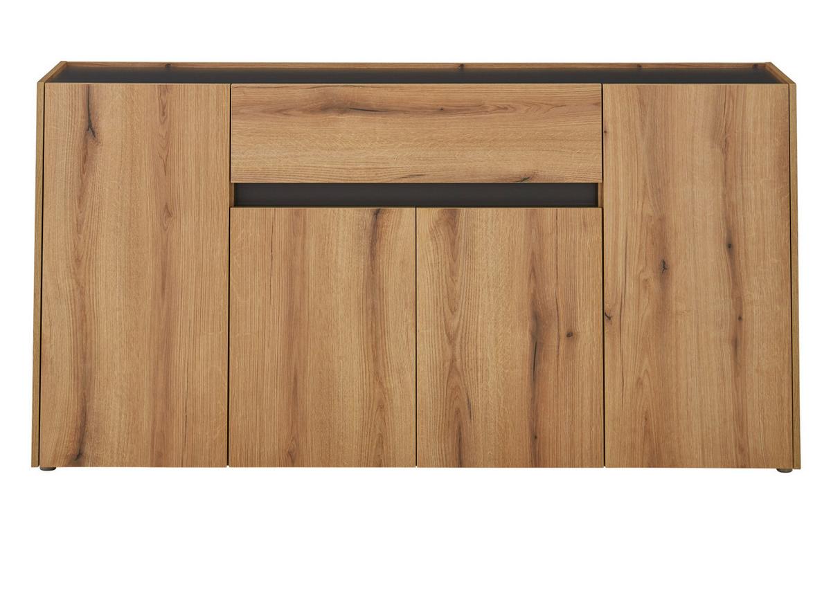 SIDEBOARD Evoke Eiche, grau 170 cm, Kommode mit viel Stauraum - Eichefarben/Schwarz, Holzwerkstoff/Kunststoff (170/87/40cm) - Furn.Design