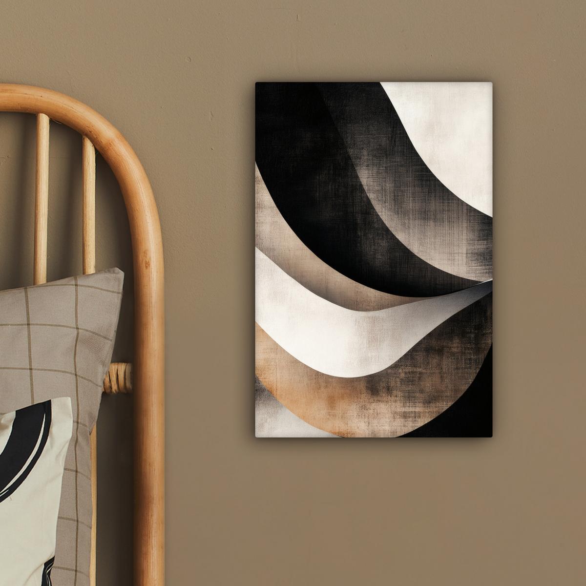 LEINWANDBILD Abstrakt - Wellen - Schwarz - Verwittert Deko Wohnzimmer 20x30 cm - Trüffeleichefarben, Textil (20/30cm) - MuchoWow