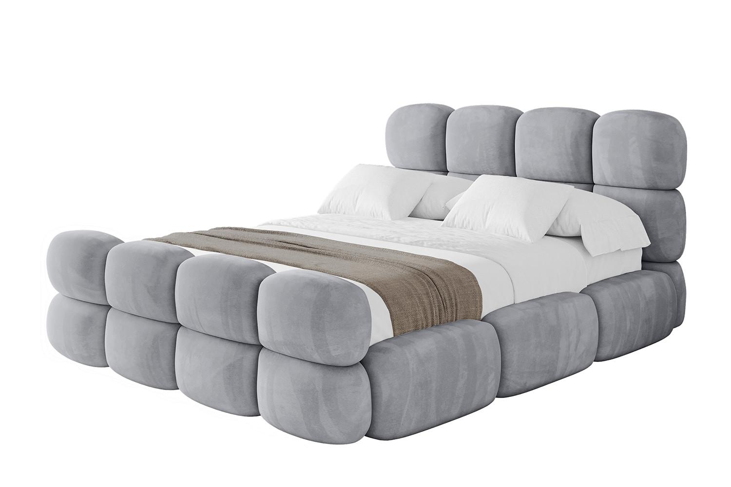 POLSTERBETT mit Bettkasten, Fußteil und Lattenrost, Bett mit Matratze H3/H4 - NOMA-Z 180x200 Hellgrau - Hellgrau, Holzwerkstoff/Textil (180/200cm) - ALTDECOR